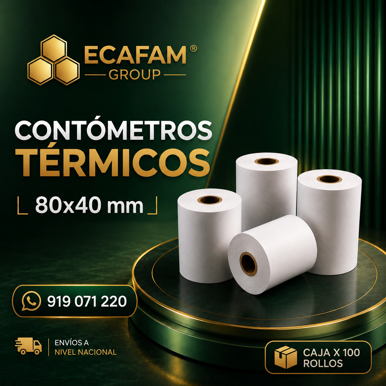 Papel térmico 80×40 mm (Caja x100)